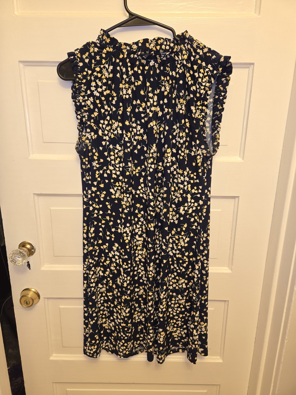 Tommy Hilfiger Navy Floral Ruffled Sleeveless Midi Dress